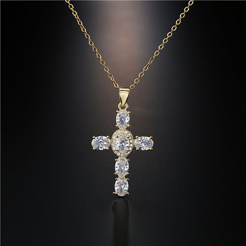 Hot Sale Copper Micro-inlaid Zircon Cross Pendant Necklace Jewelry New Product