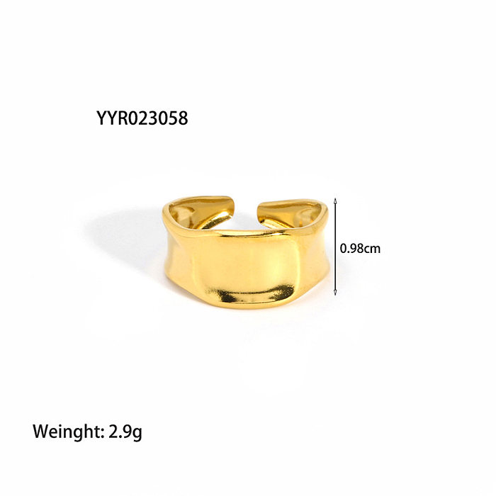 Streetwear Solid Color Stainless Steel Plating Open Rings