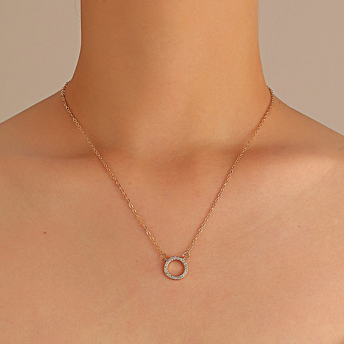 Fashion Circle Copper Necklace Inlay Zircon Copper Necklaces