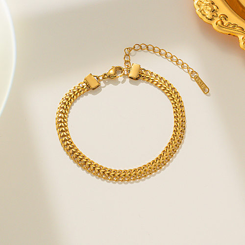 Damen-Armband-Halskette mit einfachem Stil und Korn-Titanstahl-Beschichtung