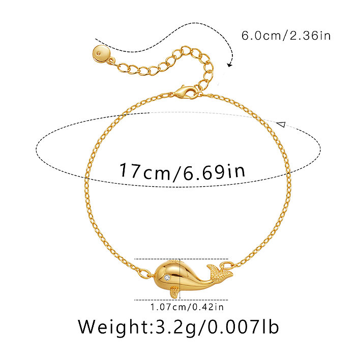 Originelles Design mit Delfin-Kupferbeschichtung, 18 Karat vergoldete Armbänder, Fußkettchen-Halskette
