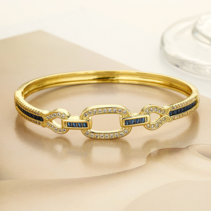 Bracelet plaqué or 18 carats avec incrustation de cuivre géométrique de style simple et moderne