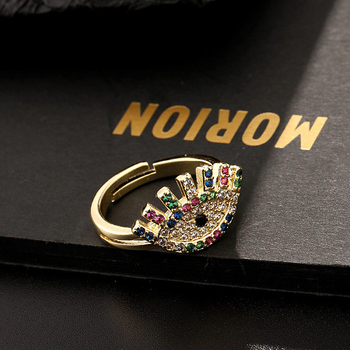 Fashion Eye Kupfer vergoldeter Zirkon offener Ring
