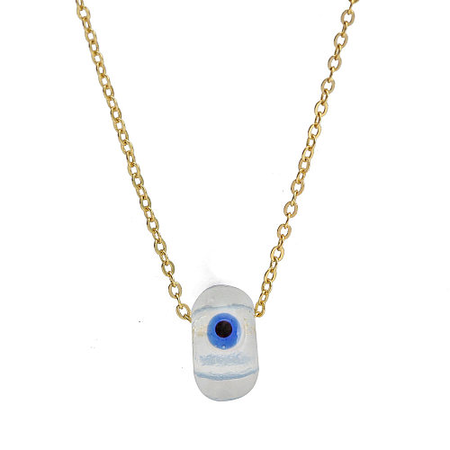 Classic Style Devil'S Eye Glass Copper Enamel Necklace