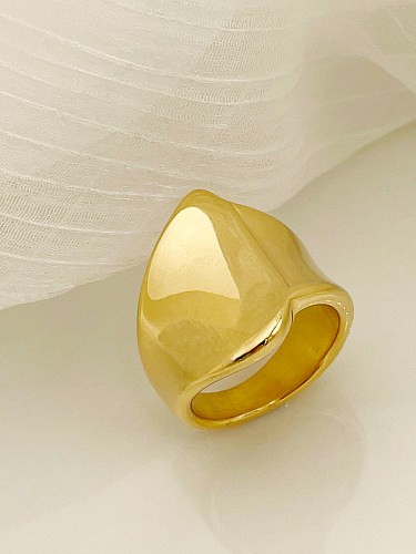 Modern Style Irregular Stainless Steel Gold Plated Wide Band Ring In Bulk