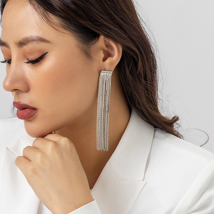 1 par de pendientes colgantes de cobre con cadena de líneas de borla estilo Simple estilo clásico estilo Vintage