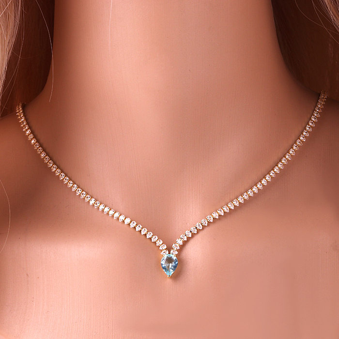 Fairy Style Simple Style Water Droplets Copper Inlay Zircon Women'S Bracelets Necklace