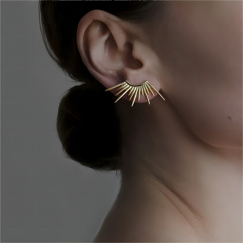 Collier de boucles d'oreilles plaqué or 18 carats, style simple, soleil, acier inoxydable, placage de polissage