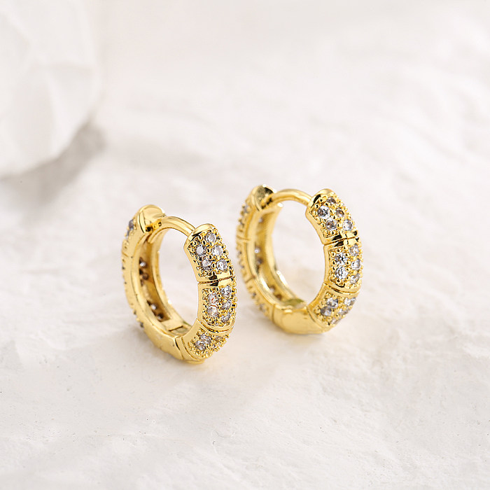 New Fashion Copper Plating 18K Gold Micro Inlaid Zircon Geometric Earrings