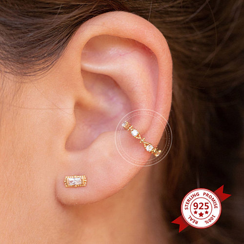 Boucles d'oreilles circulaires en cuivre incrusté de Zircon, boucles d'oreilles classiques sans boucles d'oreilles percées simples