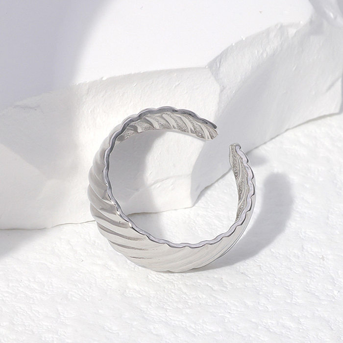 Simple Style Solid Color Stainless Steel Open Ring 1 Piece
