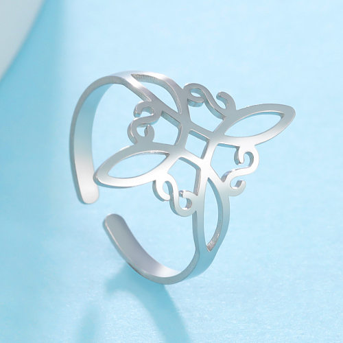 Europa e américa cross border e-commerce jóias titânio aço quadrado nó celta anel aberto feminino anel aberto de aço inoxidável