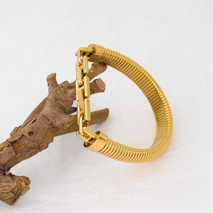Conjunto de corrente de costura de osso de cobra estilo coreano feminino ornamento banhado a ouro aço titânio sem desbotamento moda hip hop joias