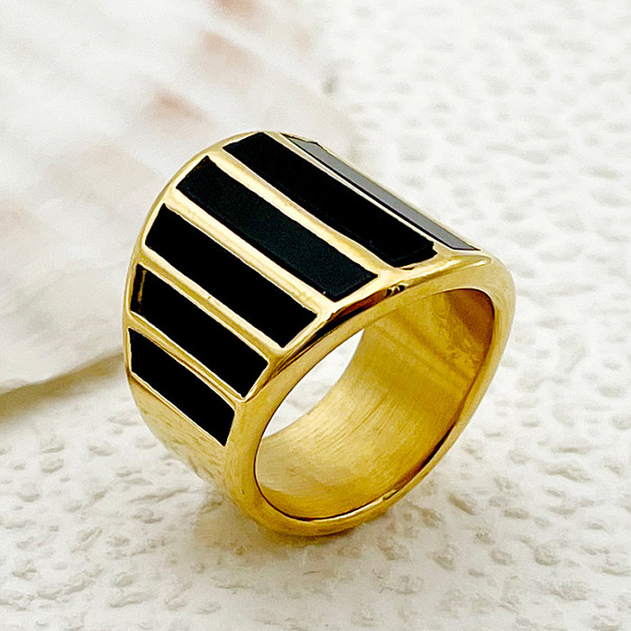 Wholesale Elegant Retro Simple Style Geometric Stainless Steel Plating Gold Plated Rings
