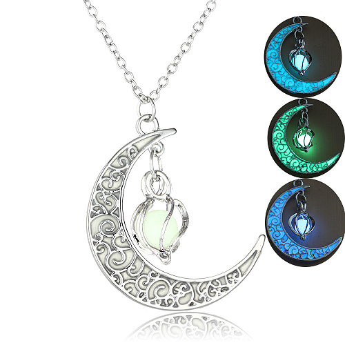 Pendentif lumineux de lune en spirale creuse, collier de perles lumineuses Cyclone, vente en gros de bijoux, offre spéciale