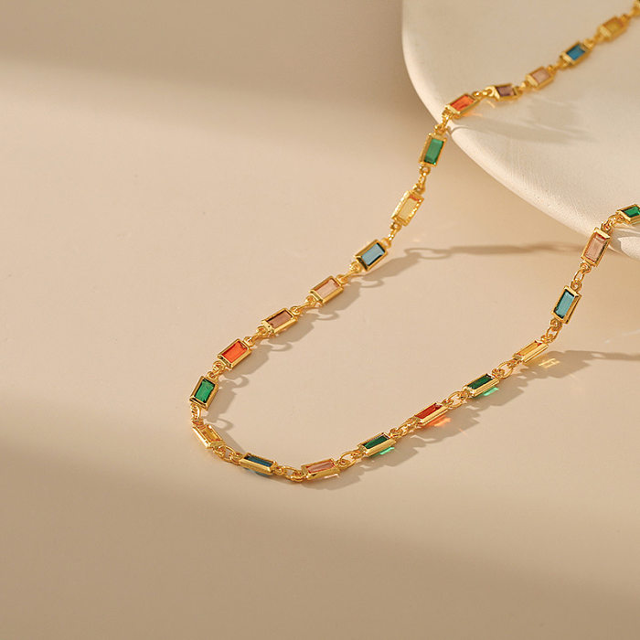 Collar de cristal con incrustaciones de cobre colorido para mujer, 1 pieza