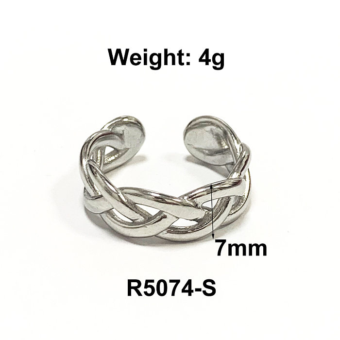Simple Style Solid Color Titanium Steel Plating Gold Plated Rings