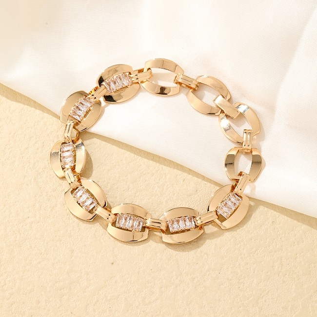 Elegant Glam Luxurious Geometric Copper Plating Inlay Zircon Gold Plated Bracelets