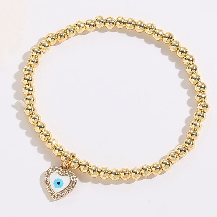 Retro Classic Style Heart Shape Copper 14K Gold Plated Zircon Pendant Necklace In Bulk