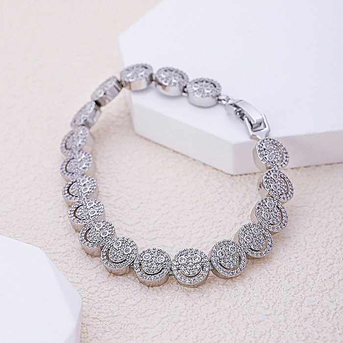 Casual Solid Color Copper Inlay Zircon White Gold Plated Gold Plated Bracelets
