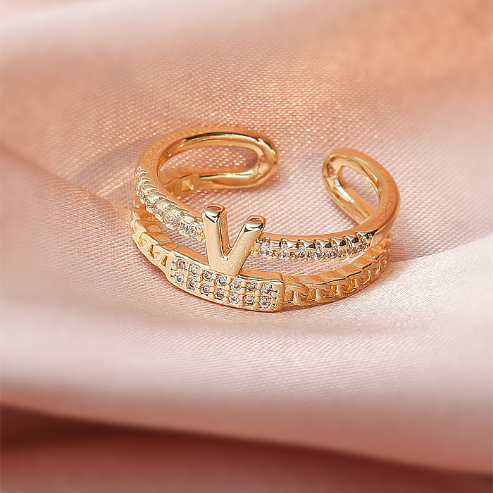 INS Style Casual Human Oval Copper Plating 18K Gold Plated Open Ring