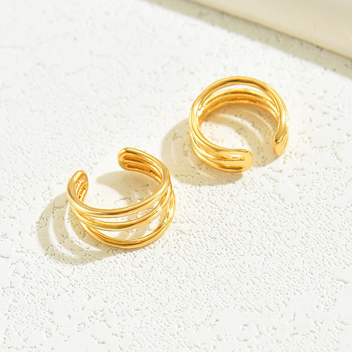 1 Pair Punk Cool Style C Shape Solid Color Plating Inlay Copper Rhinestones 18K Gold Plated Ear Cuffs