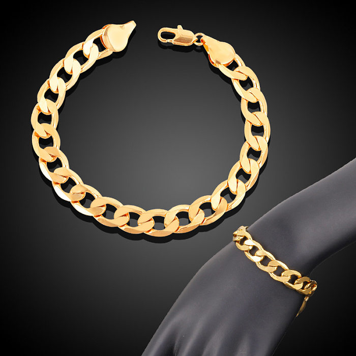 Bracelets plaqués or plaqué cuivre de couleur unie rétro hip-hop