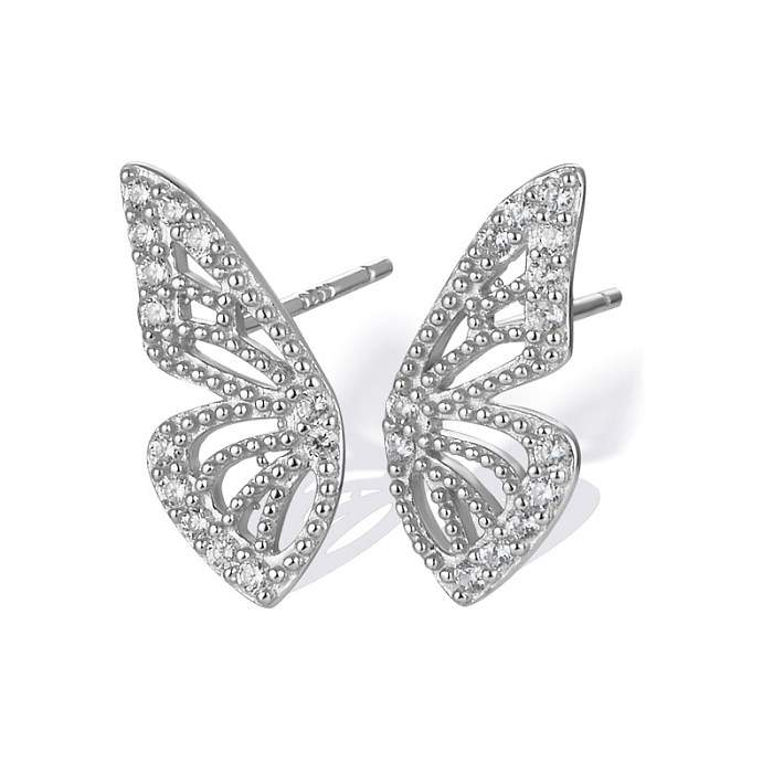 1 Pair Elegant Sweet Simple Style Butterfly Plating Inlay Copper Zircon 24K Gold Plated Ear Studs