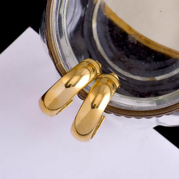 1 par de pendientes chapados en oro y cobre chapados en Color sólido de estilo Simple
