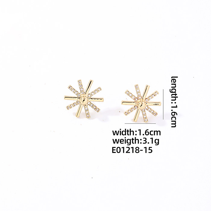 1 Piece Sweet Simple Style Shiny Pentagon Geometric Plating Inlay Copper Zircon Gold Plated Ear Studs