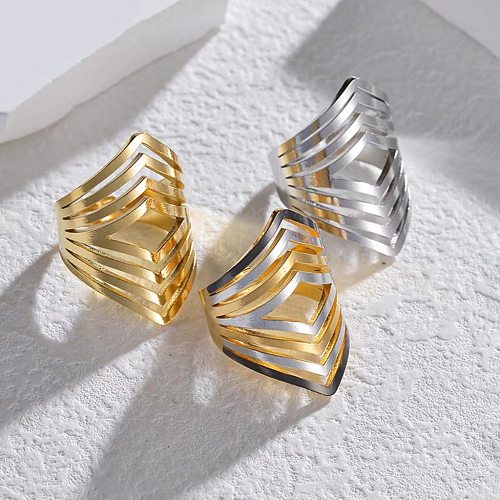 IG Style Exaggerated Rhombus Stainless Steel Plating Open Rings