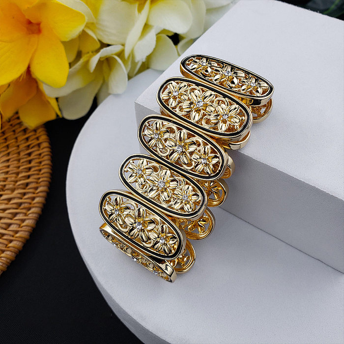 Boucles d'oreilles bracelet en Zircon pour femmes, fleur rétro, incrustation de cuivre