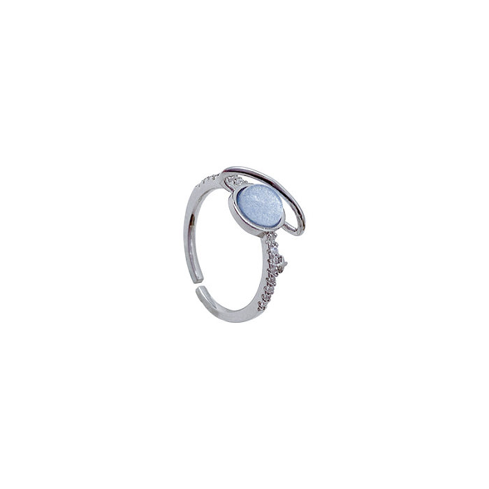 Anéis de cobre opala de embutimento de anel aberto geométrico de cobre de férias