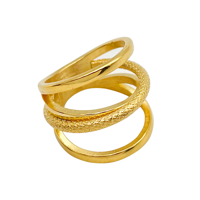 Simple Style Solid Color Stainless Steel Gold Plated Rings In Bulk