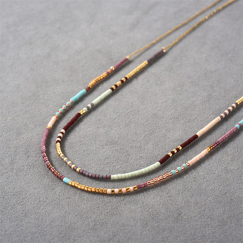 Streetwear Color Block Copper Beaded Plating Necklace