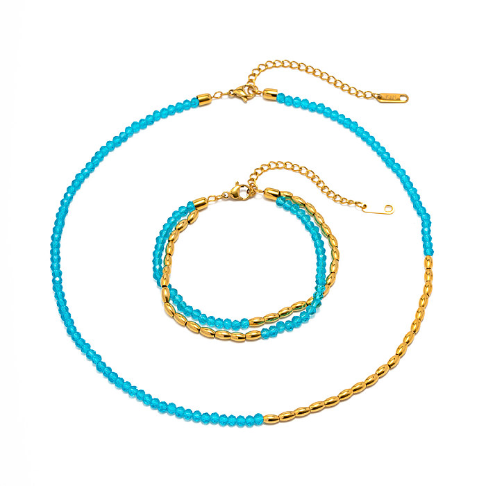 Collier de Bracelets en cristal artificiel en acier inoxydable, Style Simple et géométrique scintillant pour dame élégante