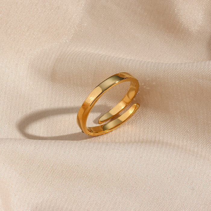 Mode Geometrischer Edelstahl Offener Ring Eingelegte Zirkon-Edelstahlringe