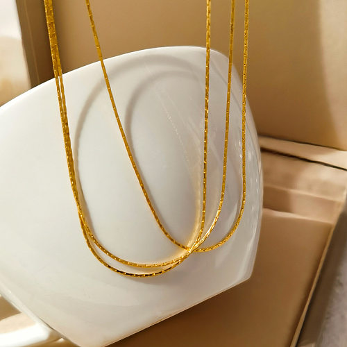 1 Piece Simple Style Solid Color Copper Plating Layered Necklaces