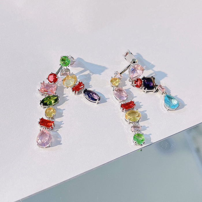 Glam Lady Géométrique Cuivre Incrustation Cristal Artificiel Bracelets Boucles D'oreilles Collier