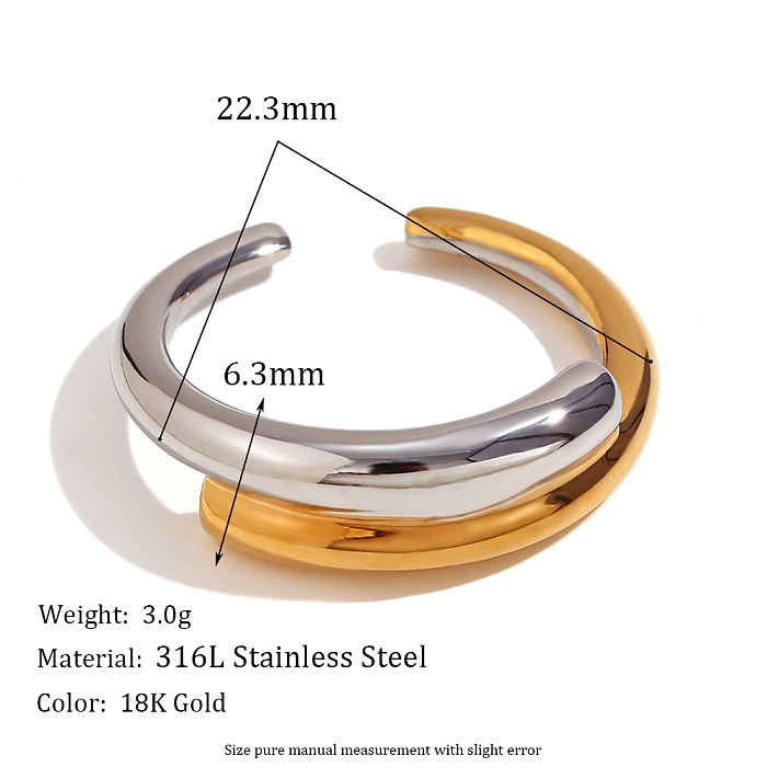 Simple Style Classic Style Color Block Stainless Steel Asymmetrical 18K Gold Plated Rings Bracelets