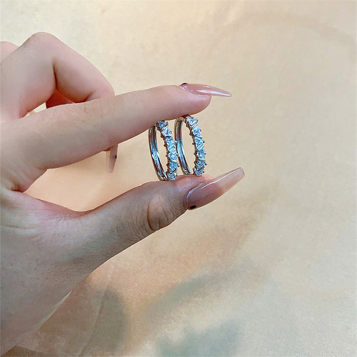 1 Pair Casual Sweet Shiny Round Plating Inlay Copper Zircon White Gold Plated Earrings