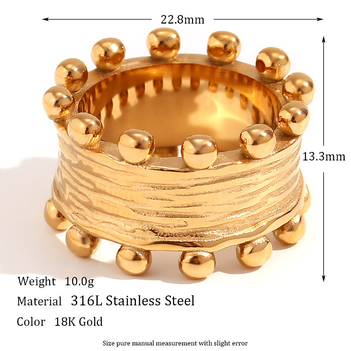 Anillos chapados en oro de 18 quilates con revestimiento de acero inoxidable redondo de estilo clásico de estilo simple