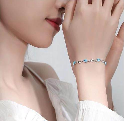 Elegant Heart Shape Copper Plating Inlay Rhinestones Bracelets