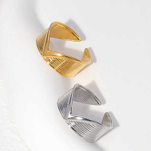 Simple Style Solid Color Titanium Steel Irregular Open Rings