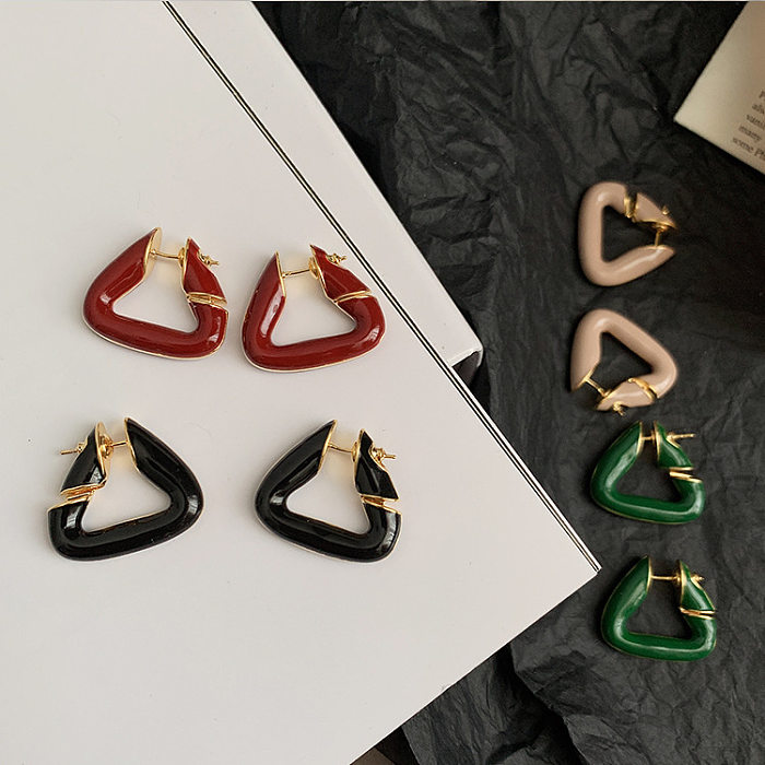 1 Pair Modern Style Solid Color Enamel Copper Earrings