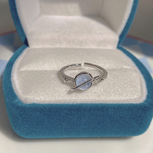 Geometrischer offener Ring aus Kupfer mit Inlay-Opal-Kupfer-Ringen für den Urlaub