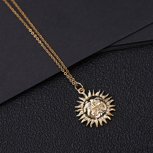 Künstlerische Sun-Kupfer-Inlay-Künstler-Diamant-Anhänger-Halskette