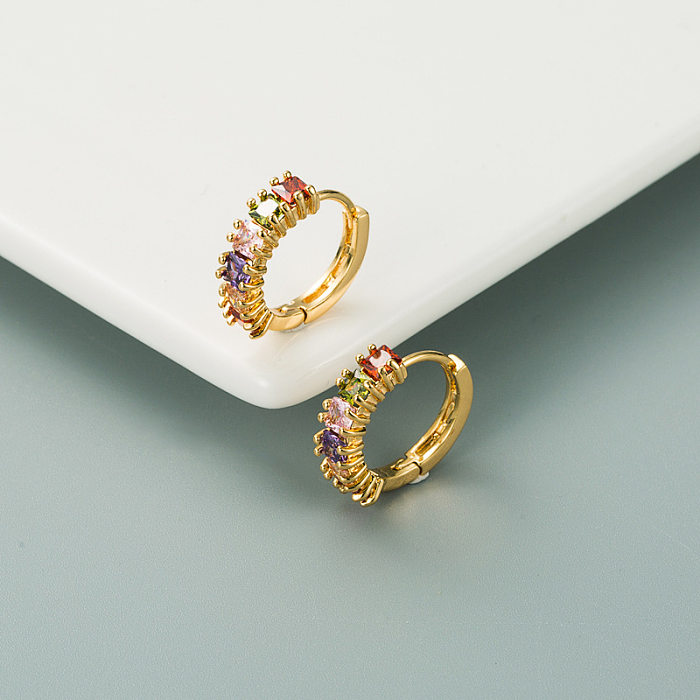 Korean Fashion Brass Inlaid Zircon Cute Earrings