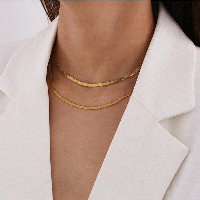 Retro-Halsketten aus einfarbigem Eisen mit Kupferbeschichtung, vergoldet, mehrlagig