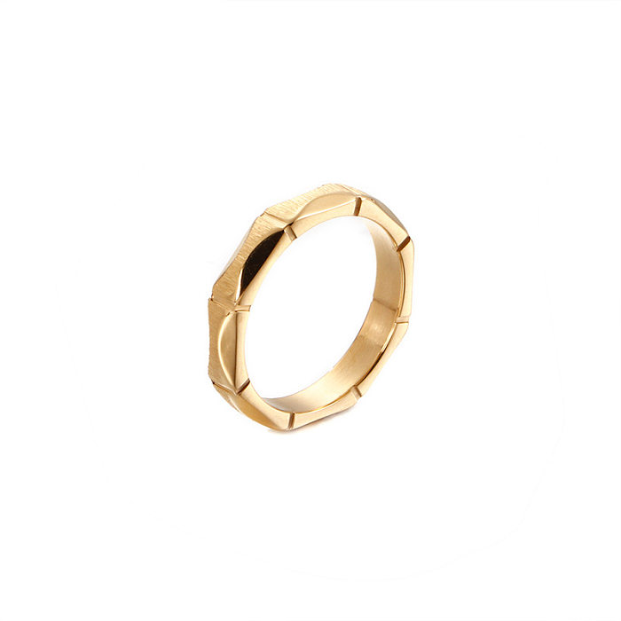 Nuevo anillo de joyería con patrón geométrico de acero inoxidable Simple de diamante al por mayor
